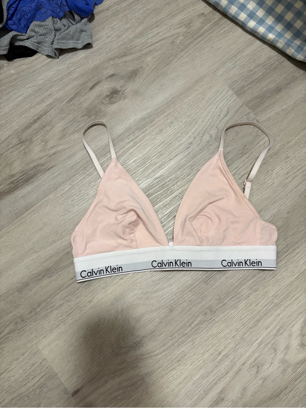 Calvin Klein Pale Pink Logo Elastic Triangle Bralette